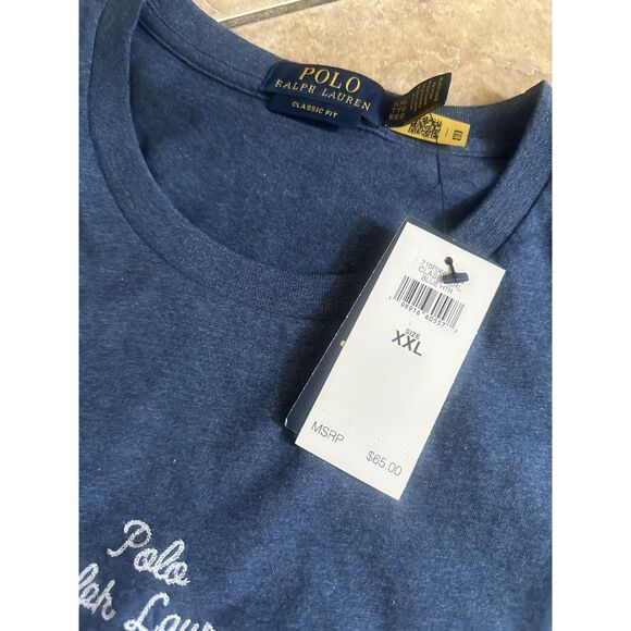 NWT Polo Ralph Lauren XXL 2XL Basic Cotton Logo Tee T Shirt Blue Classic Fit - Picture 5 of 8